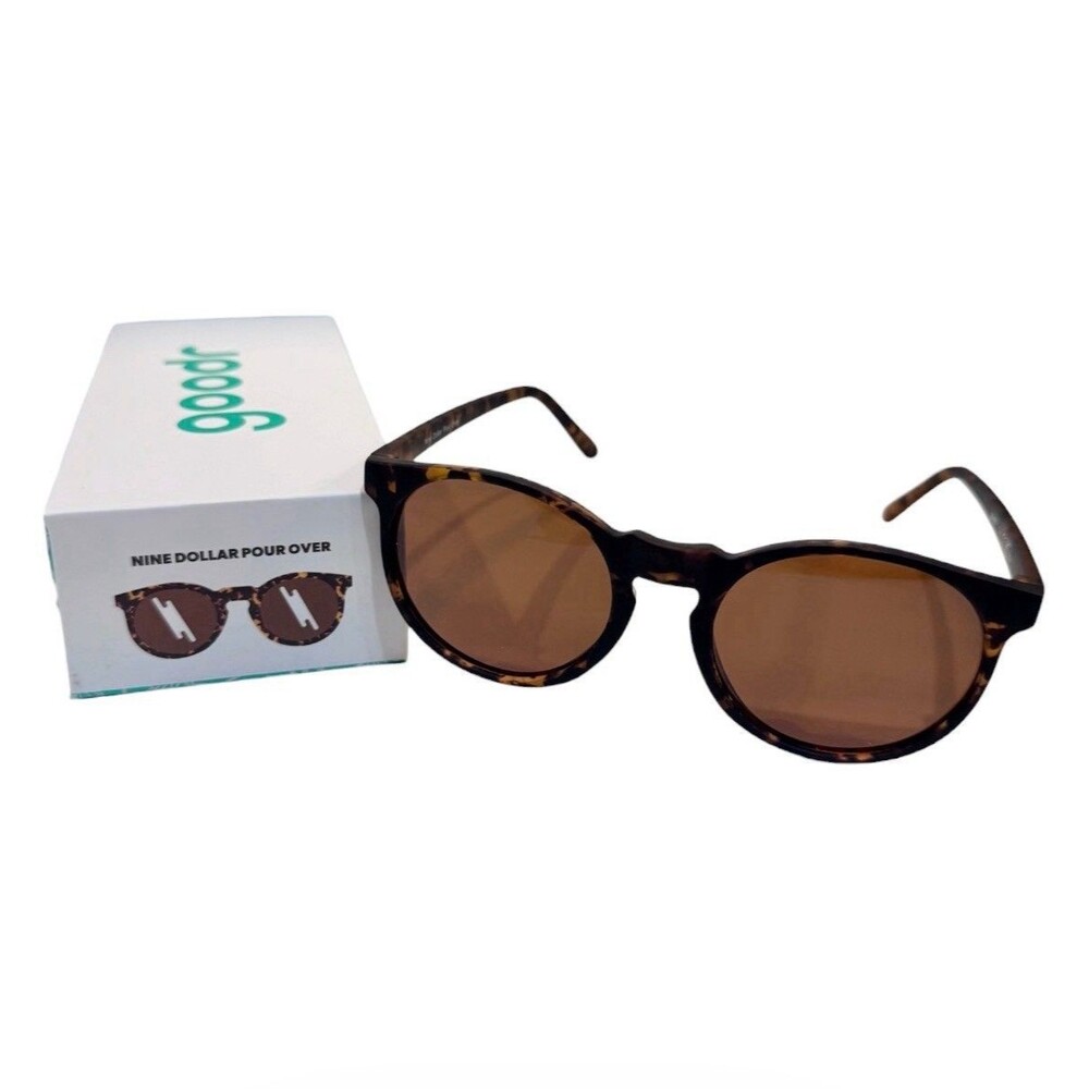 Goodr Circle G Polarized Sunglasses “Nine Dollar Pour Over” Tortoise w/Box & Bag